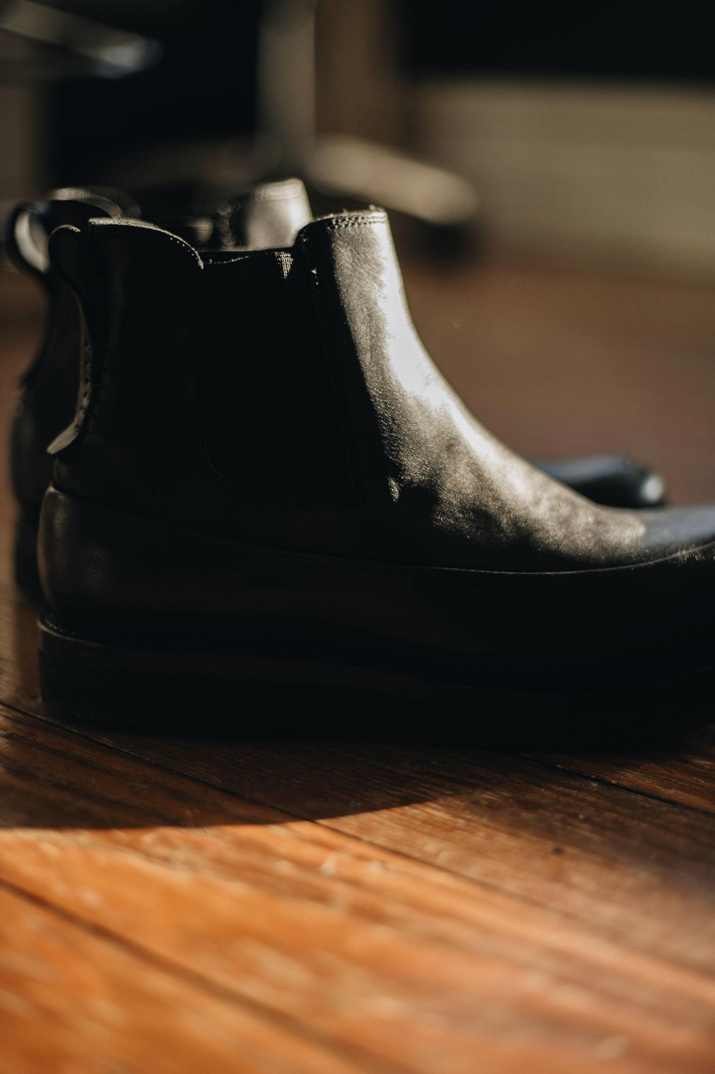 Black leather boots
