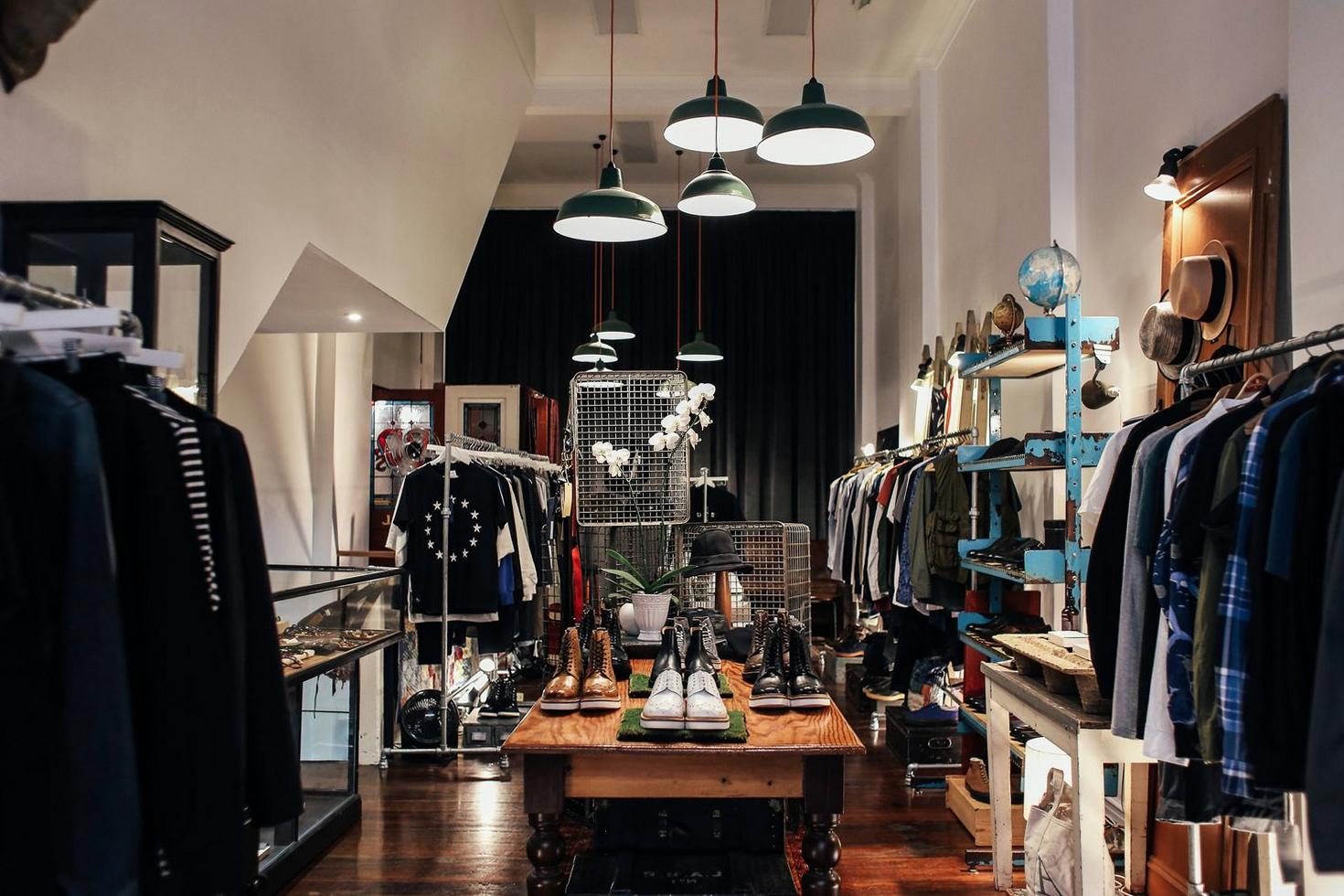 Overhead view of Offerspark's curated fashion boutique in Melbourne